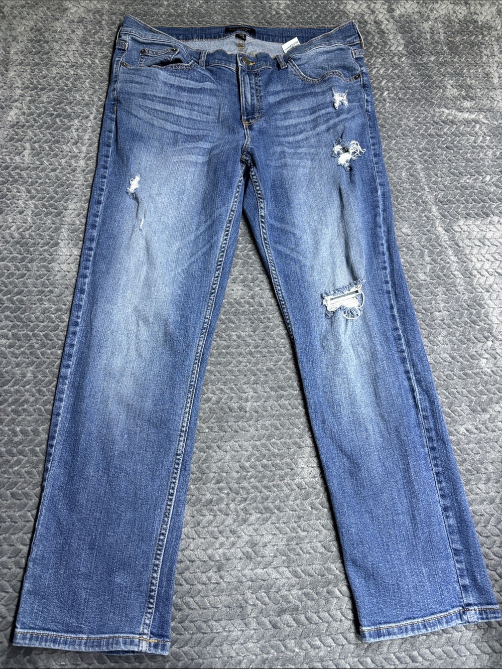 Banana Republic Distressed Medium Blue Straight Leg Jeans